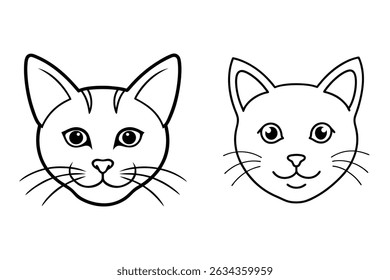  Cat face line out silhouette vector with white background