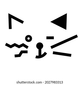 Idea de diseño del logotipo de la cara del gato. Ilustraciones vectoriales en blanco y negro de la cara divertida de gatitos. Resumen, ícono mínimo del gato