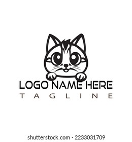 Cat face logo icon design on white background