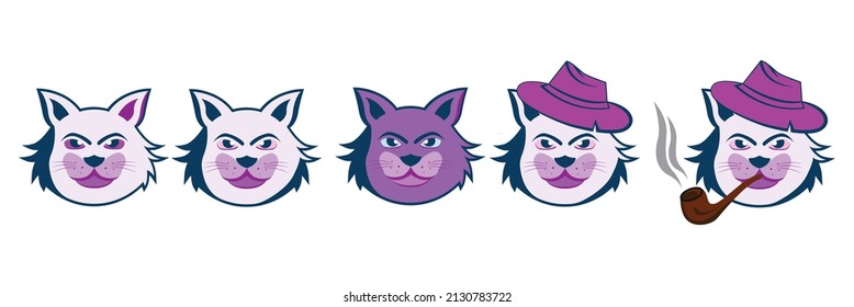cat face logo, icon set vector illustration 