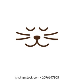 cat face logo icon in simple line illustration