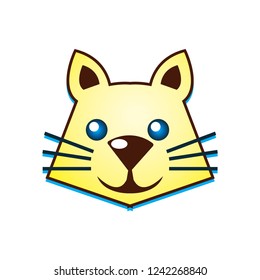 Cat face logo template vector pet icon design