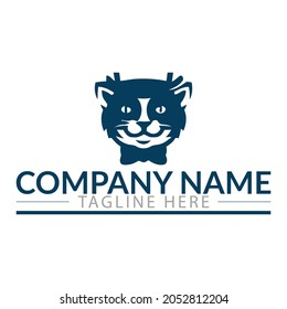 cat face logo vector design. Cute cat face illustration. Greeting card design, print design for t-shirt, template for pet shop logo.