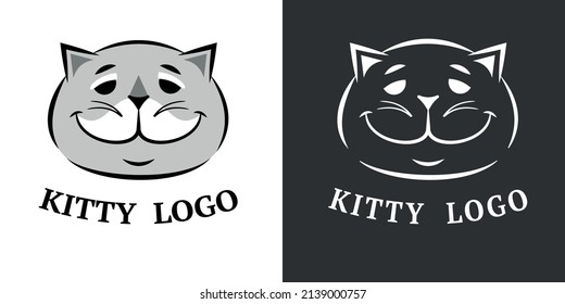 Cat face logo. Vector stock image.
