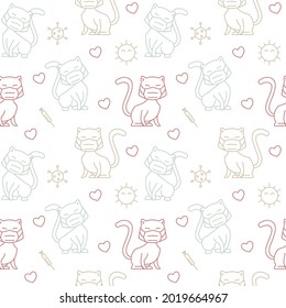 Cat Face Mask Health Vaccine Seamless Pattern Texture Background Wrapping