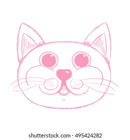 Cat face on a white background. Vector illustration 