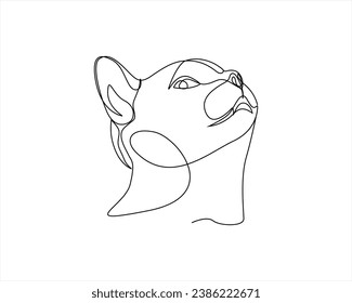 Cat face one line drawing