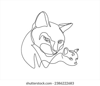 Cat face one line drawing