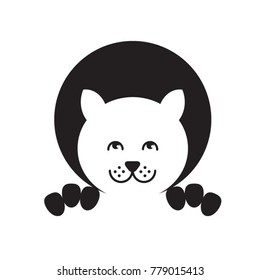 cat face with open eyes black vector icon