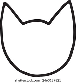 Cat Face Outline Black and White