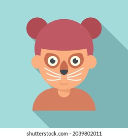 Cat face painting icon flat vector. Child paint. Kid animal mask