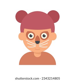 Cat face painting icon flat vector. Child paint. Kid animal mask isolated