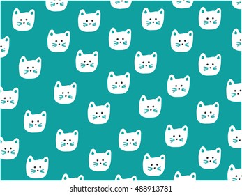 Cat face pattern, vector illustration