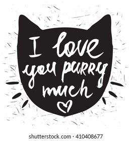 cat face phrase object i love you much