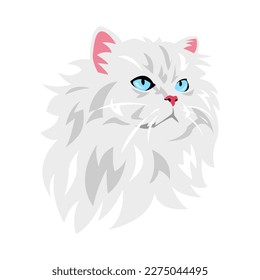 cat face portrait. cute white cat. vector illustration.
