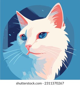 cat face portrait. cute white cat. vector illustration.
