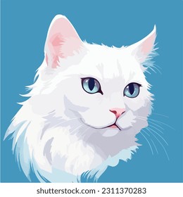 cat face portrait. cute white cat. vector illustration.
