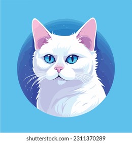 cat face portrait. cute white cat. vector illustration.
