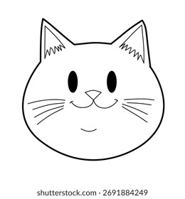 Cat Face Portrait – Minimal Line Art Illustration