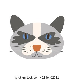 Cat Face Portrait - Siberian. Vector illustration.