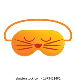 Icono de máscara de suspensión de impresión de cara de gato. Caricatura de gatos de impresión facial máscara durmiente icono vectorial para diseño web aislado en fondo blanco
