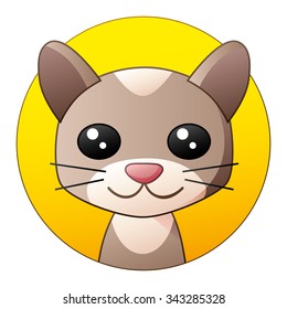 Cat face round icon.