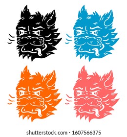 Cat Face Set. Colorful Cat Face Set on white background isolated. Stock Vector Illustration. Cartoon style.