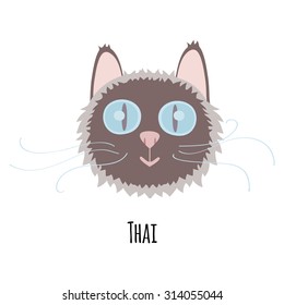 Cat face set. Kitty breed icon collection.