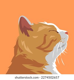 cat face side view close-up portrait. cat closing eyes. suitable for avatar, web, print, sticker, user profile, poster, and more. vector illustration