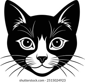 Cat Face Silhouette Art Vector Illustration Design