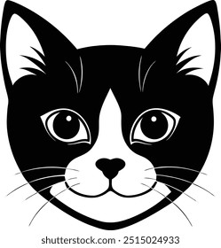 Cat Face Silhouette Art Vector Illustration Design