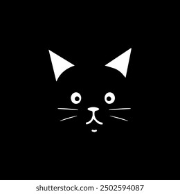 Arte vectorial de la silueta de la cara del gato, iconos y logotipo - Ilustración de Vector