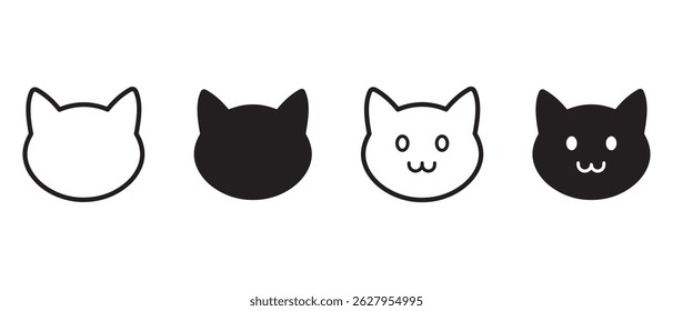 cat face silhouette vector art.
