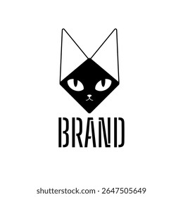 Cat Face Silhouette Vector Art Illustration, Black Cat Silhouette Logo, Pet,