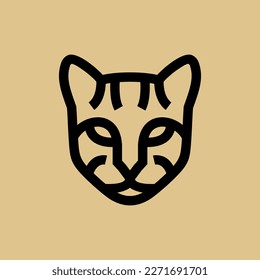 Cat face simple line icon logo vector design, modern logo pictogram design of cat head design