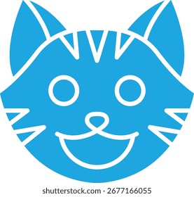 Ilustración de icono de Vector único de cara de gato