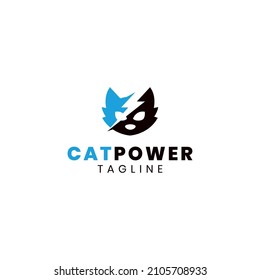 diseño del logotipo de poder del símbolo de la cara del gato