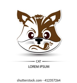 Cat face touchy logo and white background vector illustration