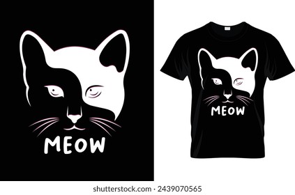 Cat face t-shirt design.Colorful and fashionable t-shirt design for men and women.