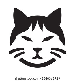 Cat face vector art illustration. Cat head, Cat face or head silhouette isolated on white background.