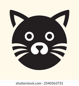 Cat face vector art illustration. Cat head, Cat face or head silhouette isolated on white background.