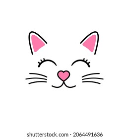 Cat face vector icon. baby cat illustration sign. children pet symbol or logo.