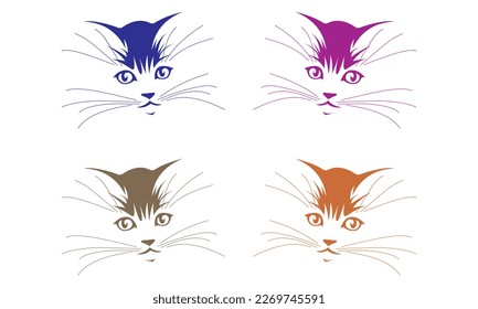 Cat Face Vector Illustration Isolated On A White Background
