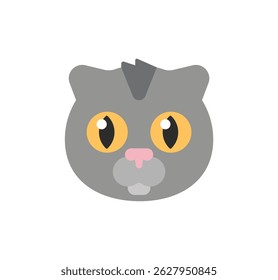 Ícone isolado do vetor de face de gato. Emoji de gato