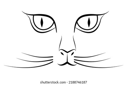 Cat Face vector, Pet Silhouette, outline