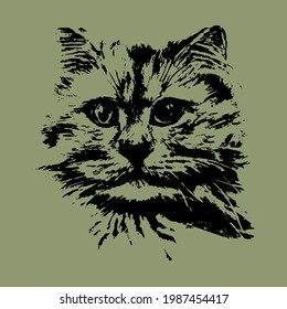 Cat face vector T shirt design
