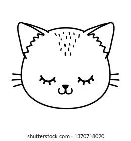 cat face wink eye black and white