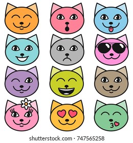 cat faces with different emotions