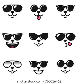 cat faces with different emotions and sunglasses
