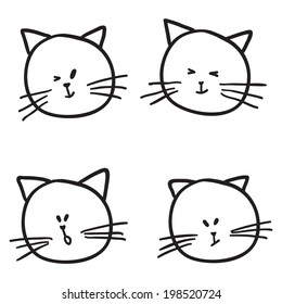 Cat faces with different expressions